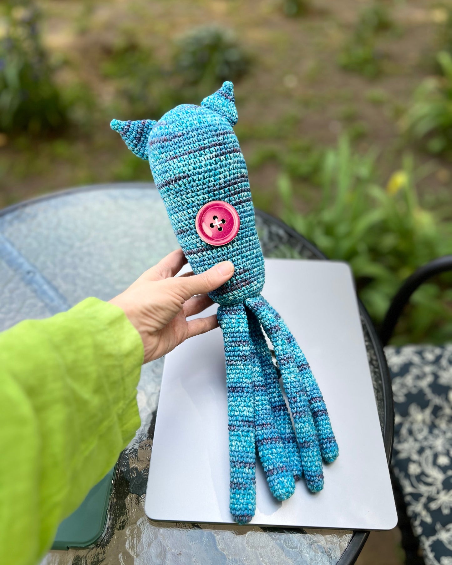 Coraline Blue crochet squid 10 inches