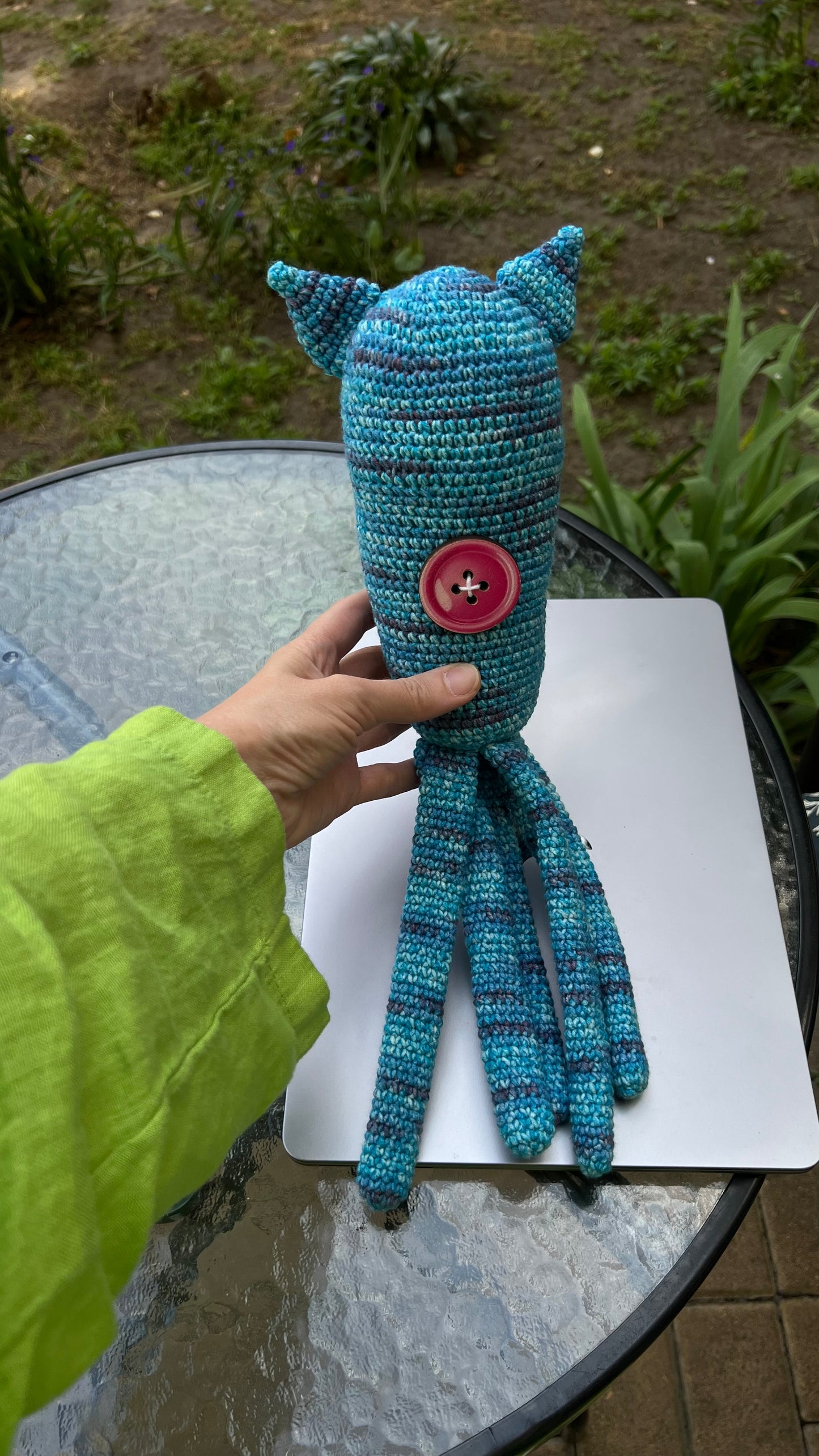 Coraline Blue crochet squid 10 inches