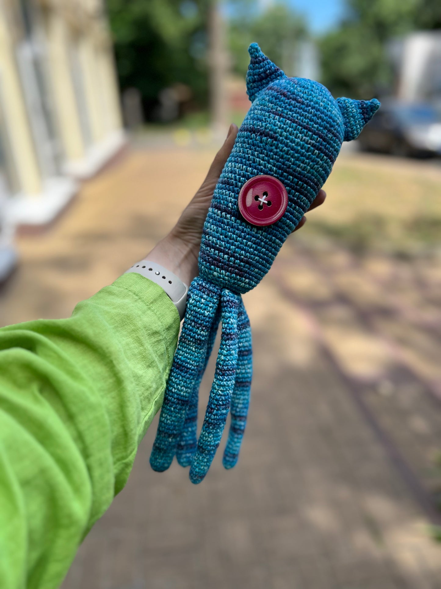 Coraline Blue crochet squid 10 inches