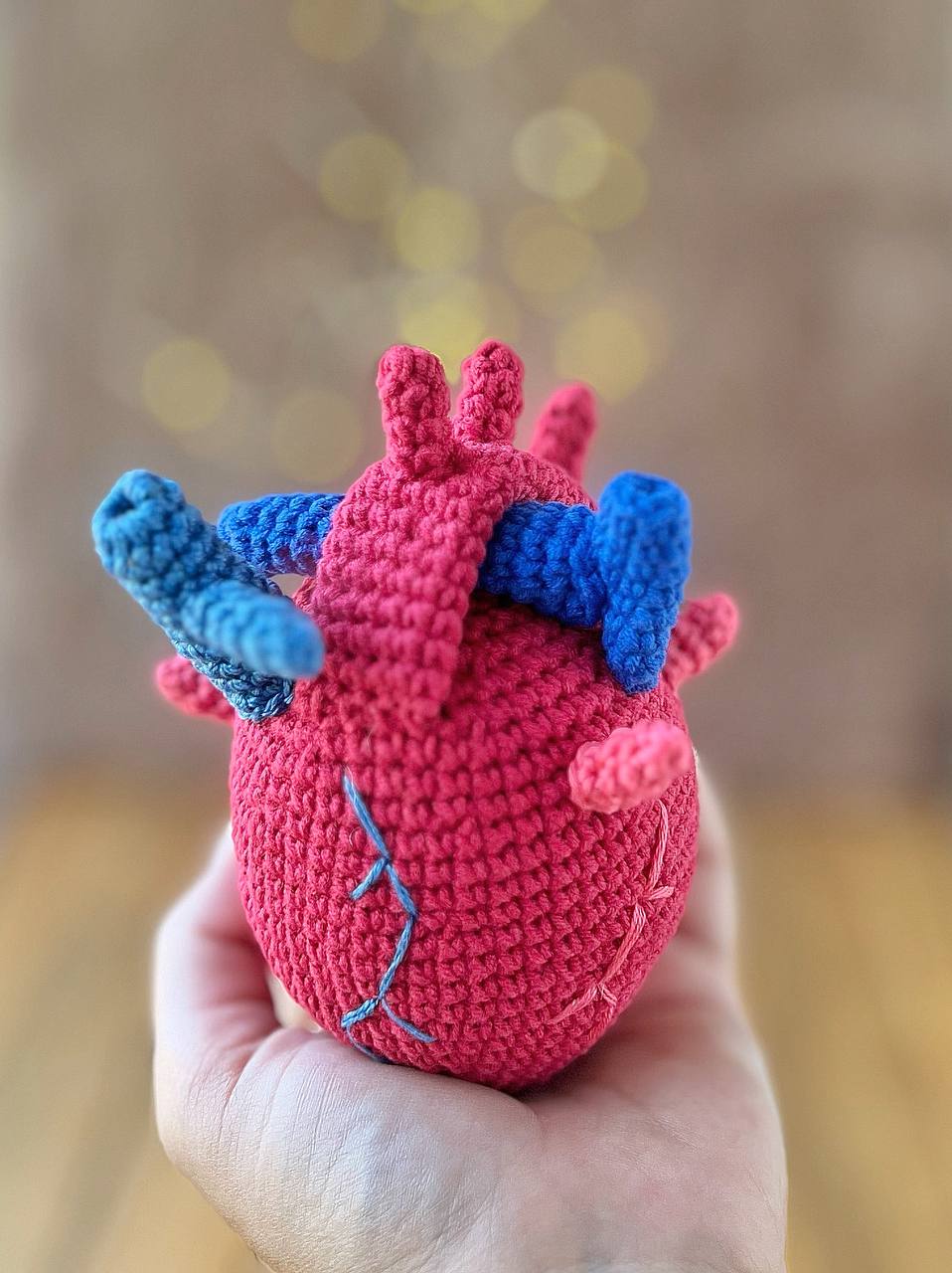 Finished crocheted heart plush illustration