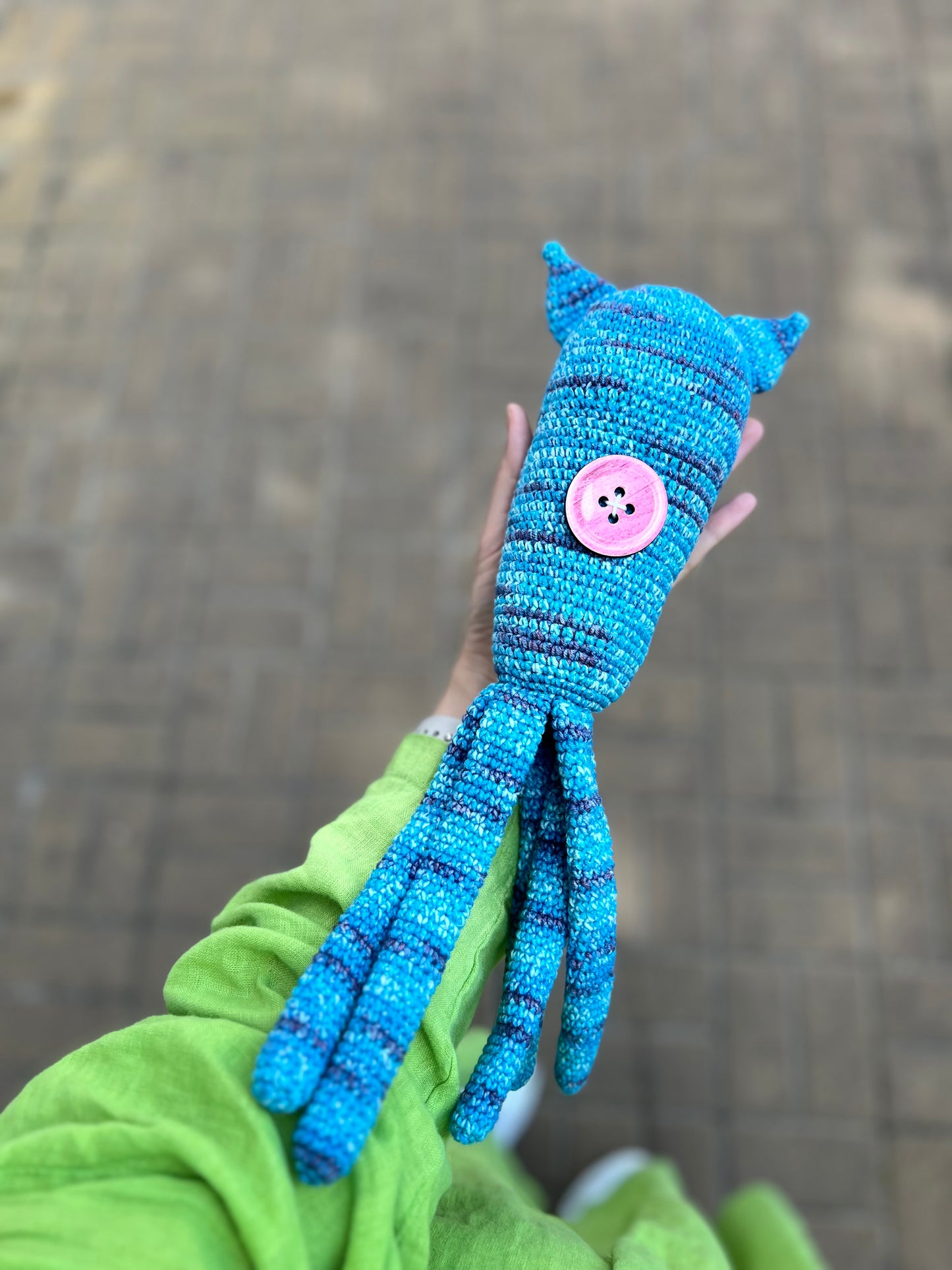 Coraline Blue crochet squid 10 inches