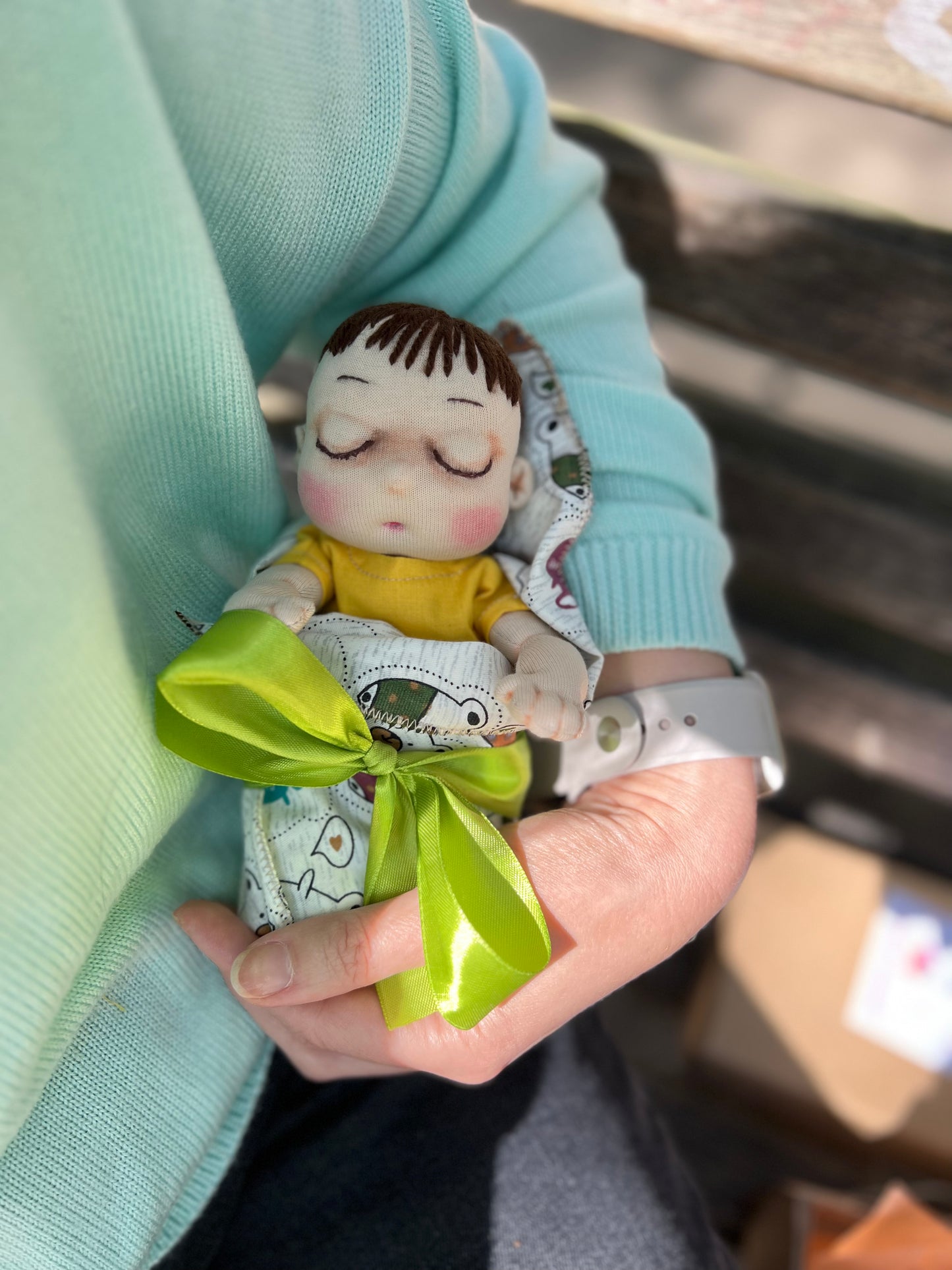 Baby Doll 8-9 Inches - Sleepy Embroidered Eyes - Gift for Toddlers & Kids for Christmas & Birthday, Baby shower gift idea