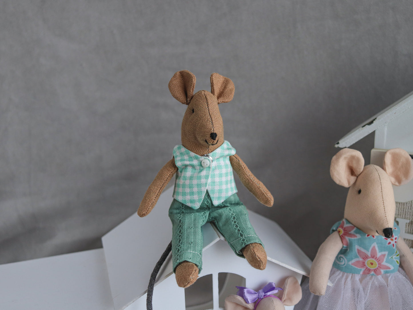 Maileg-style handmade mice perfect for dollhouse play
