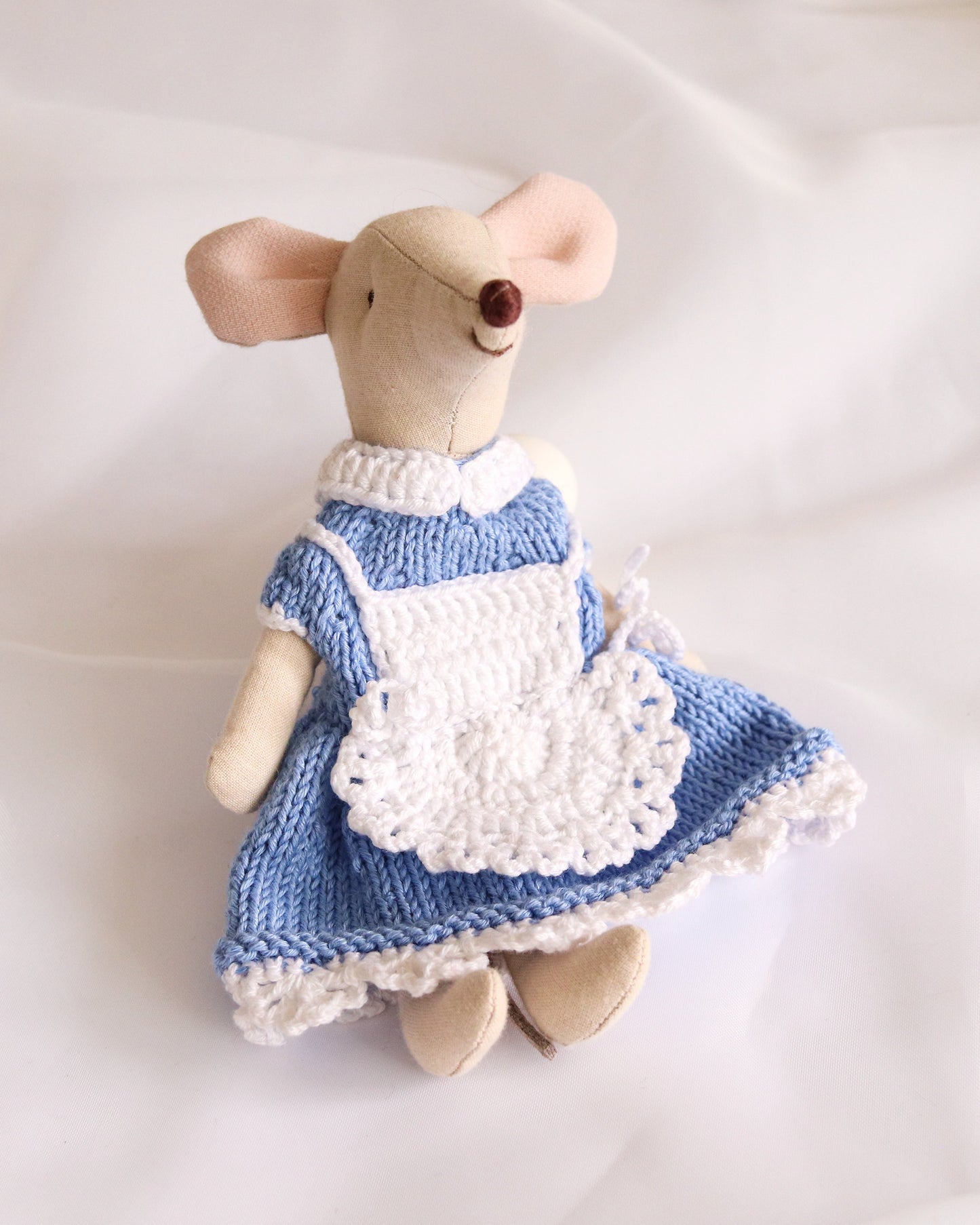 Maileg mouse clothes blue hand crochet dress Alice in Wonderland style Little/Big sister, Mum mouse