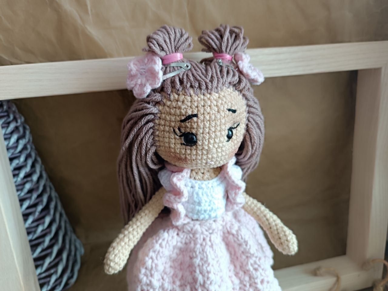 Crocheted Doll with Dress Handmade gift for girls, Christmas Gift for daughter, Birthday gift niece from aunt