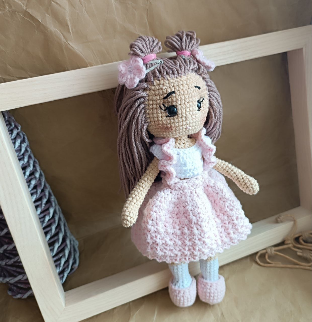 Crocheted Doll with Dress Handmade gift for girls, Christmas Gift for daughter, Birthday gift niece from aunt