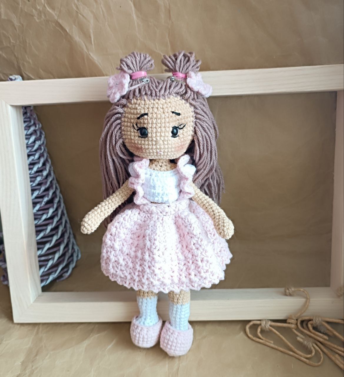 Crocheted Doll with Dress Handmade gift for girls, Christmas Gift for daughter, Birthday gift niece from aunt