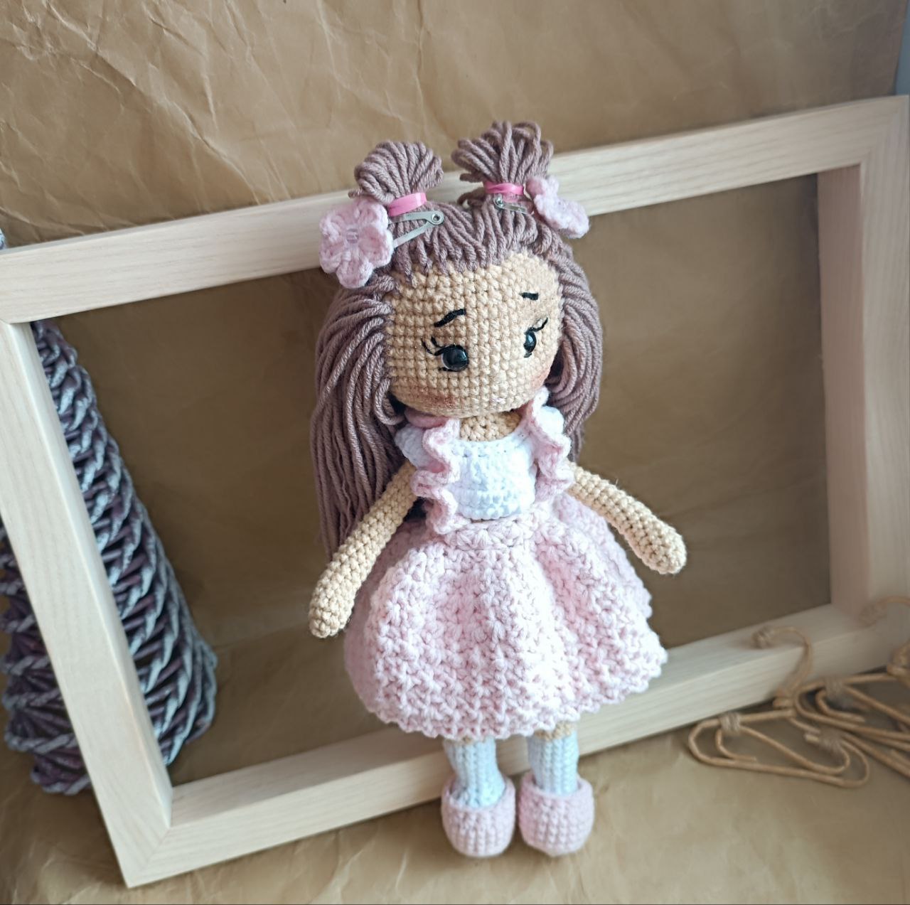 Crocheted Doll with Dress Handmade gift for girls, Christmas Gift for daughter, Birthday gift niece from aunt