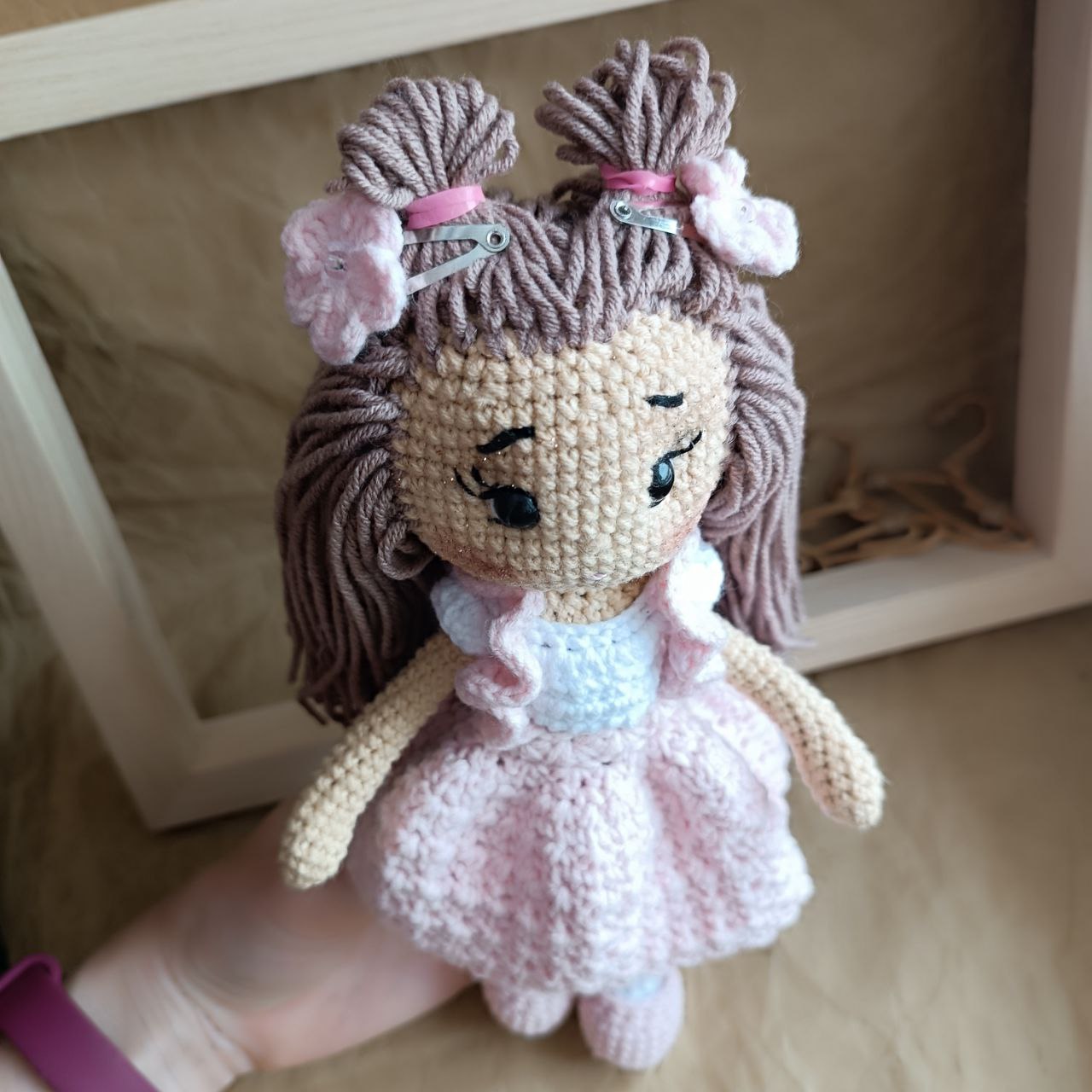 Crocheted Doll with Dress Handmade gift for girls, Christmas Gift for daughter, Birthday gift niece from aunt