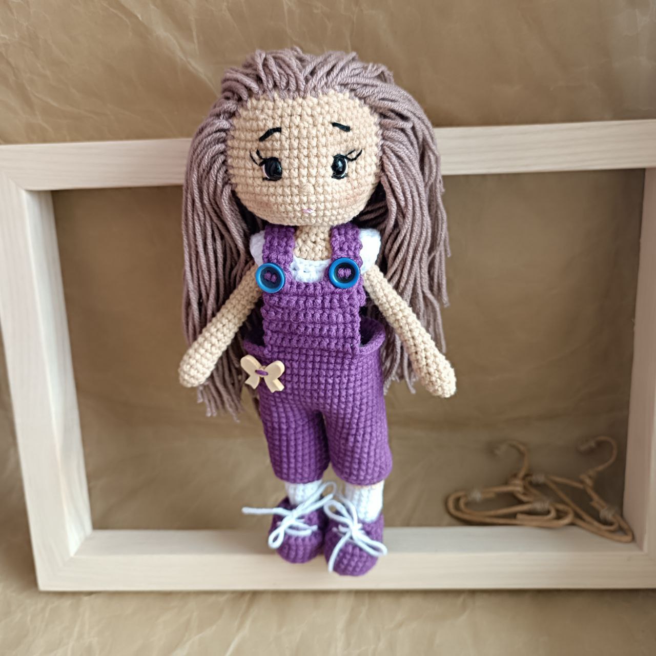 Crocheted Doll with jumpsuit Handmade gift for girls, Christmas Gift for daughter, Birthday gift niece from aunt