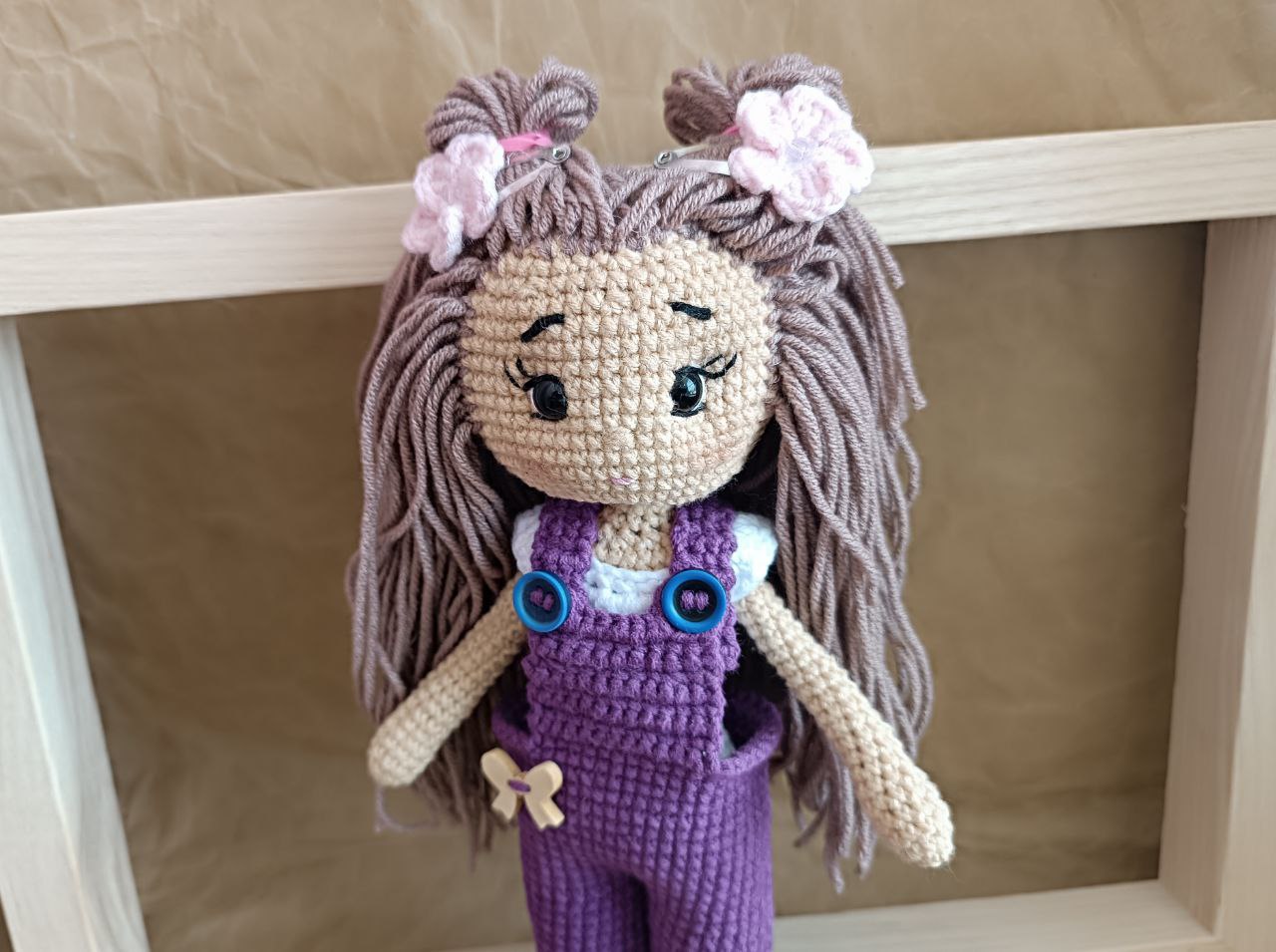 Crocheted Doll with jumpsuit Handmade gift for girls, Christmas Gift for daughter, Birthday gift niece from aunt
