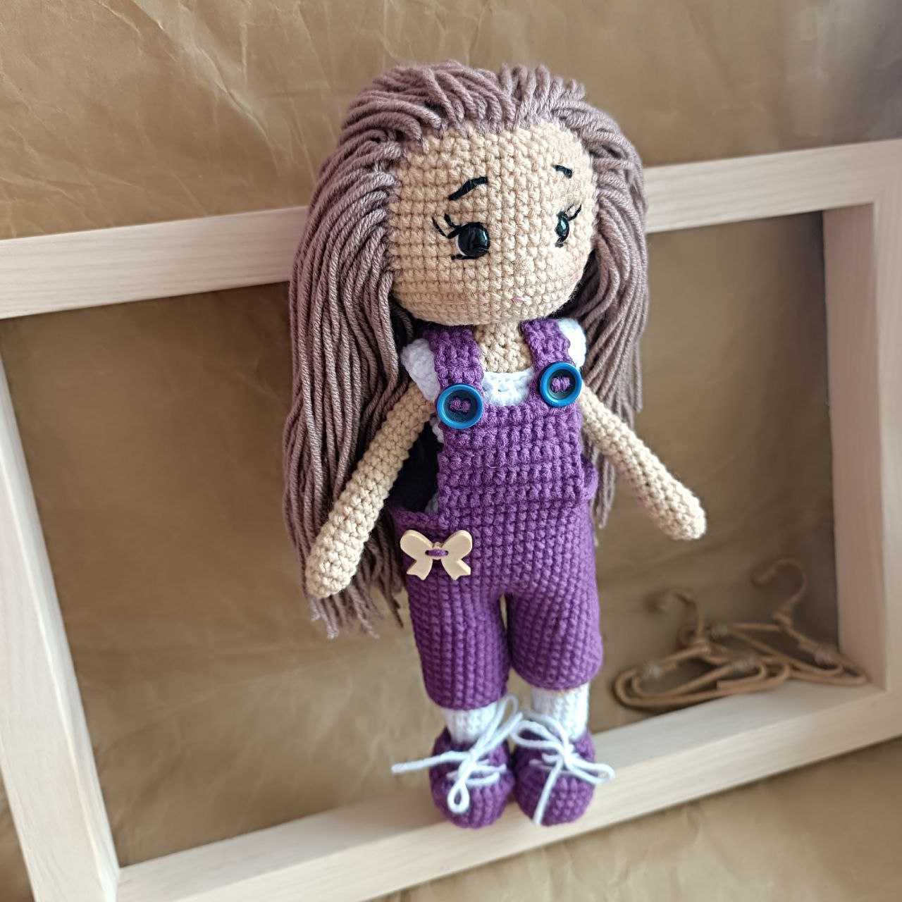 Crocheted Doll with jumpsuit Handmade gift for girls, Christmas Gift for daughter, Birthday gift niece from aunt