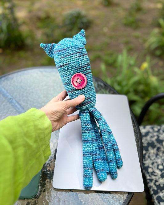 Coraline Blue crochet squid 10 inches