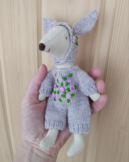 Maileg mouse clothes outfit knitted embroidered of flower beanie Outfit jumpsuit Christmas miniature for Maileg big sister little sister Mom Dad brother